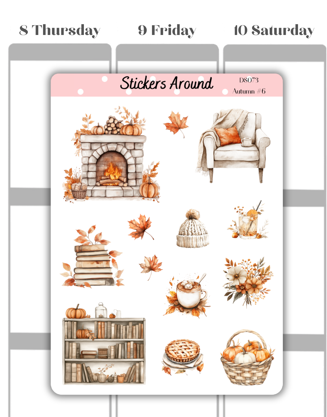 Cozy Autumn/Fall Decorative Sticker Sheet