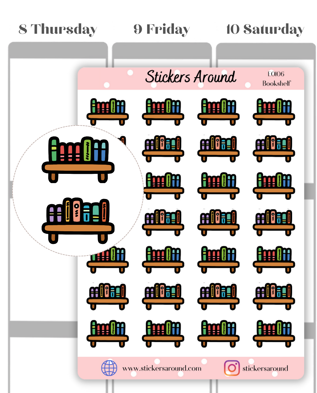 bookshelf planner sticker