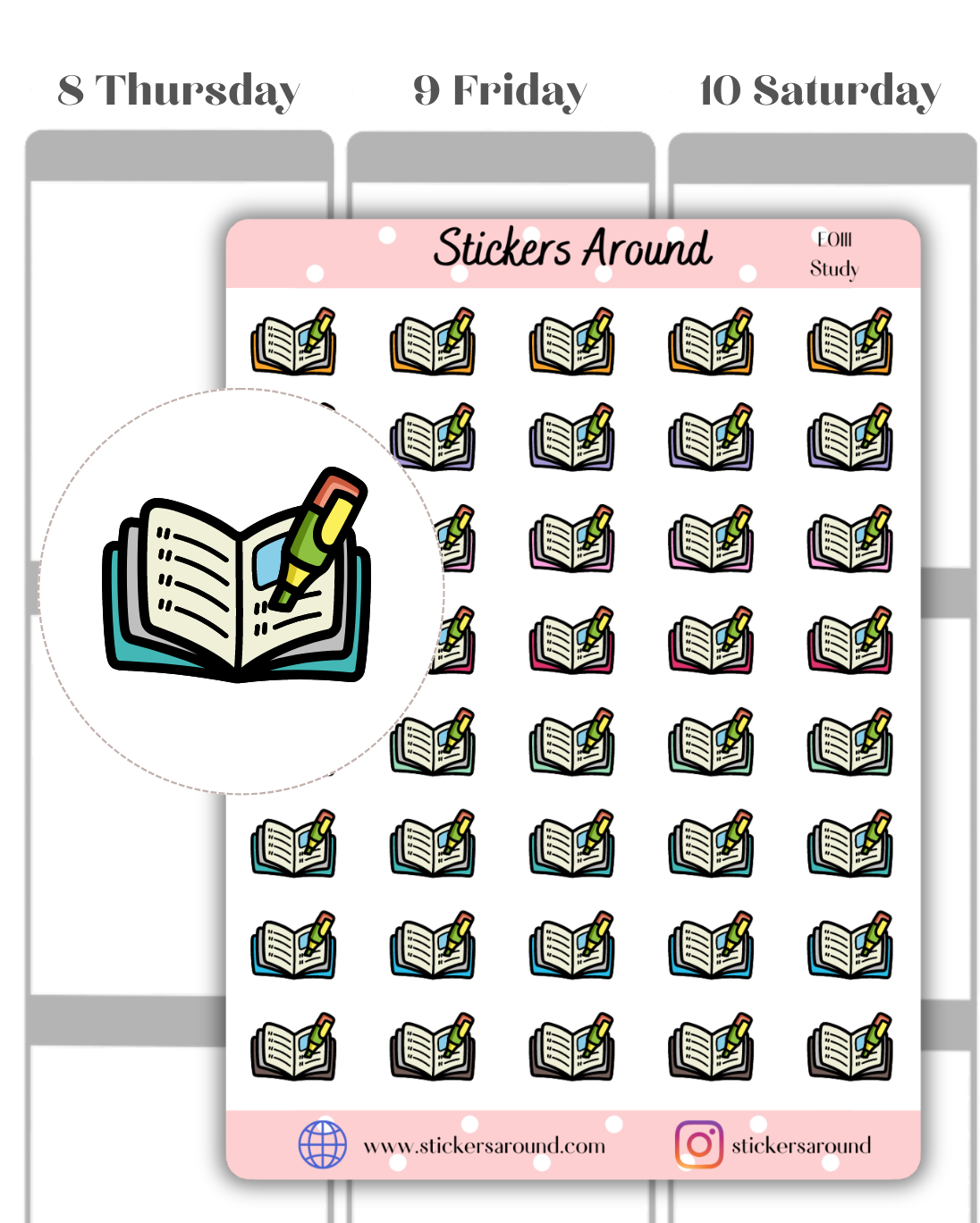 Study Sticker Icon Study Icon Planner Sticker – Stickers Around