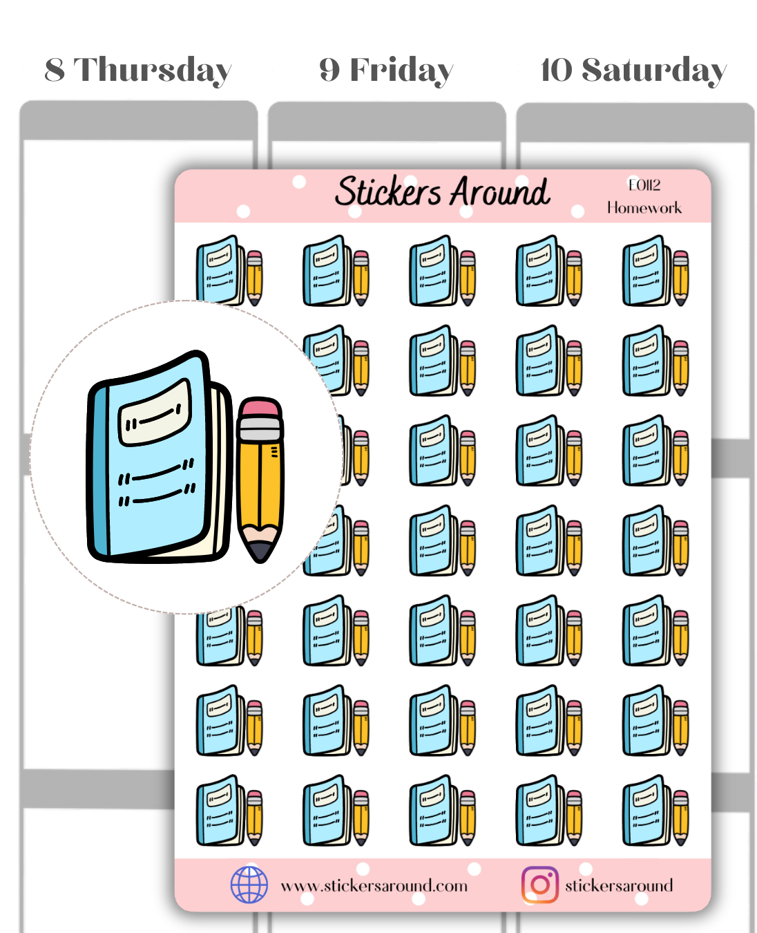 Homework Icon Planner Sticker