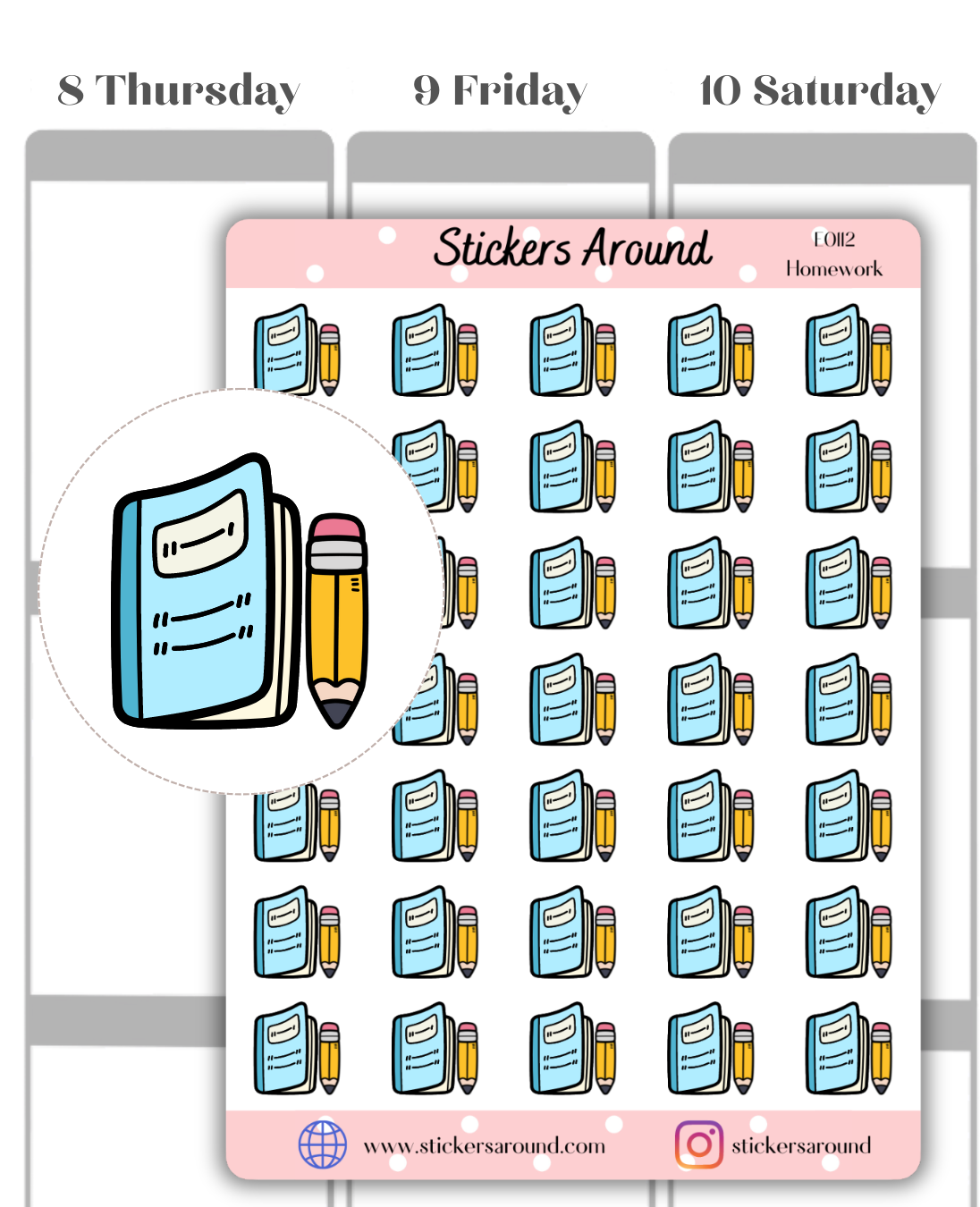 Homework Completeion Sticker Homework Icon Planner Sticker – Stickers Around