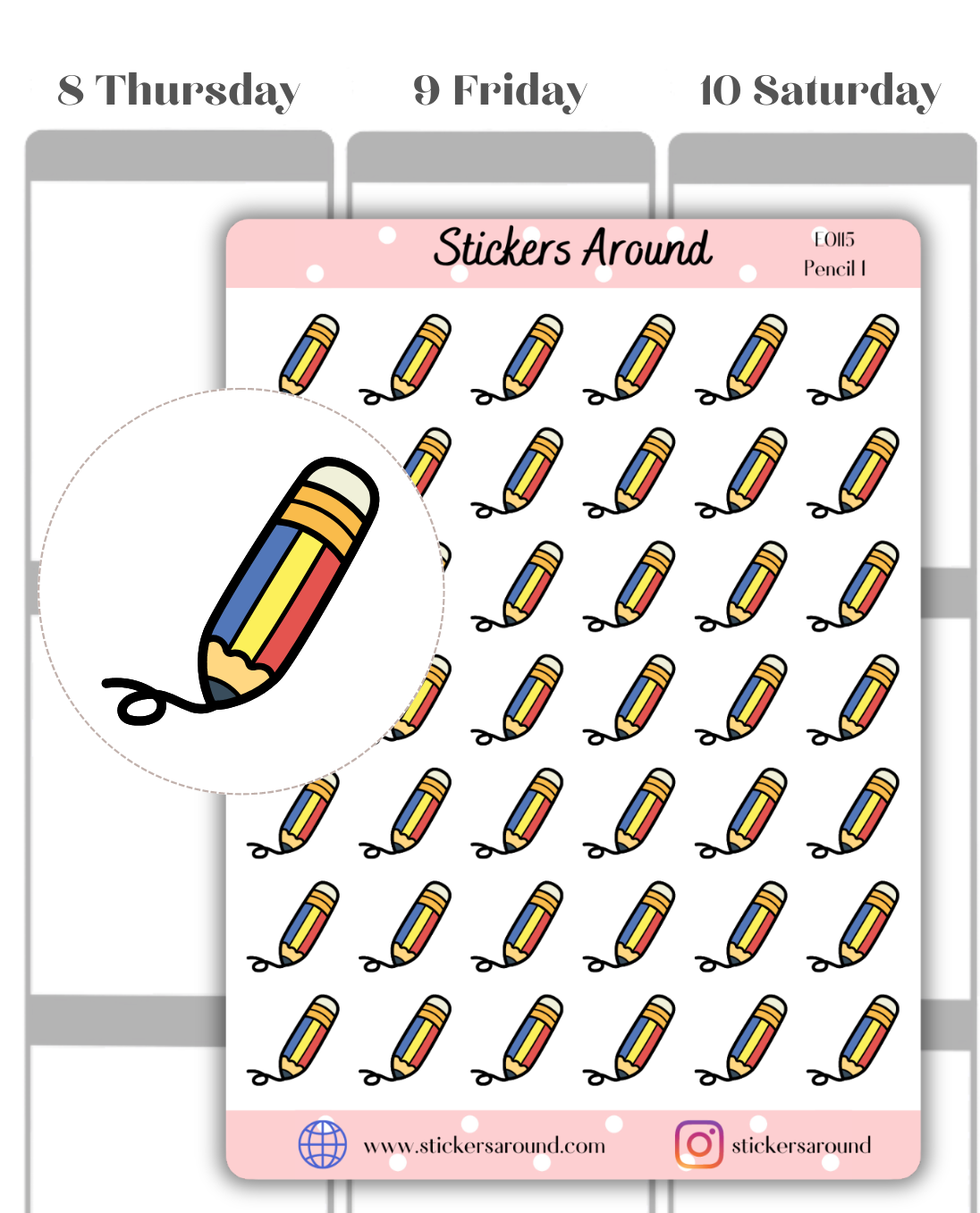 Writing Pencil Icon Planner Sticker – Stickers Around