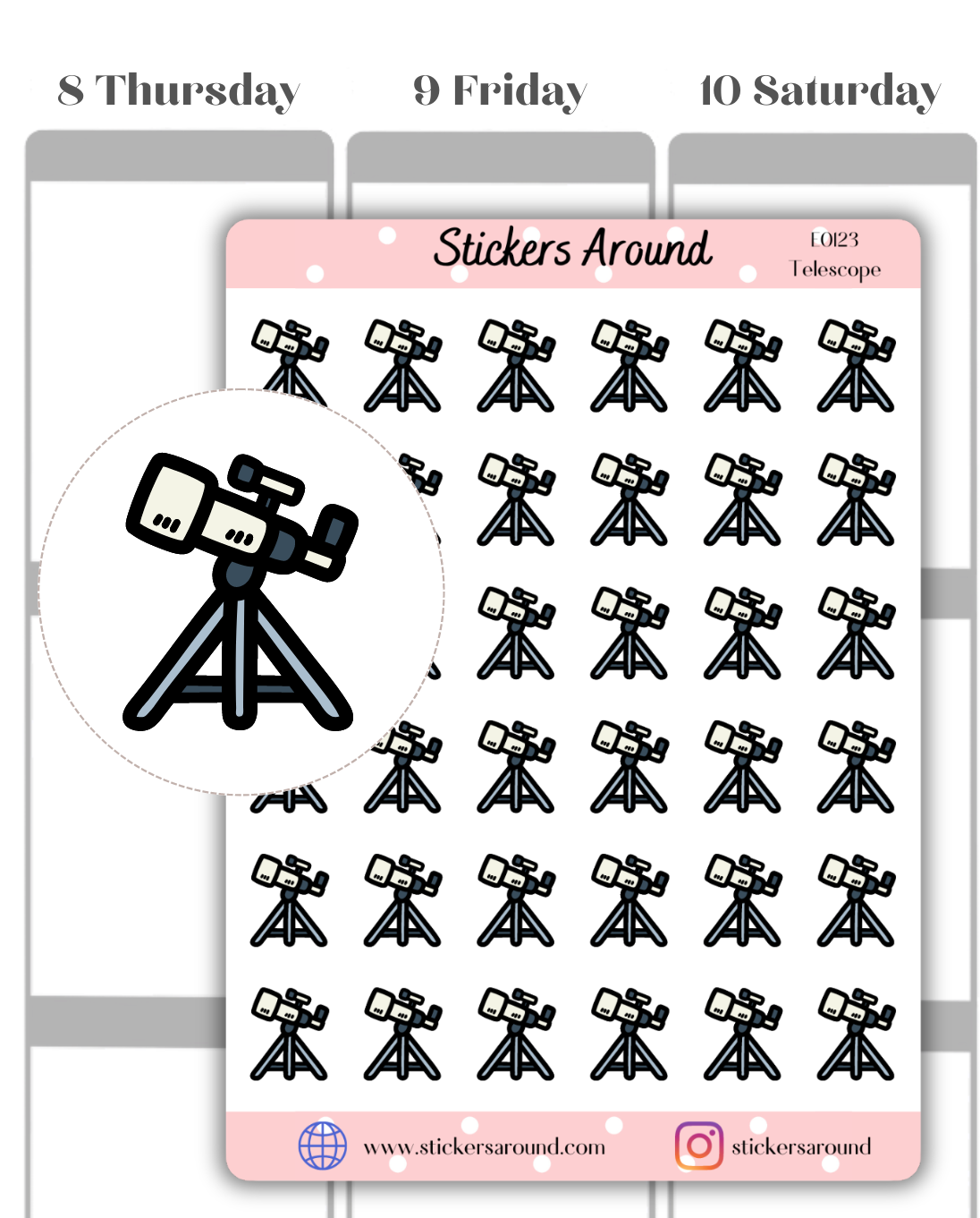 Telescope Label Sticker Telescope Icon Planner Sticker – Stickers Around