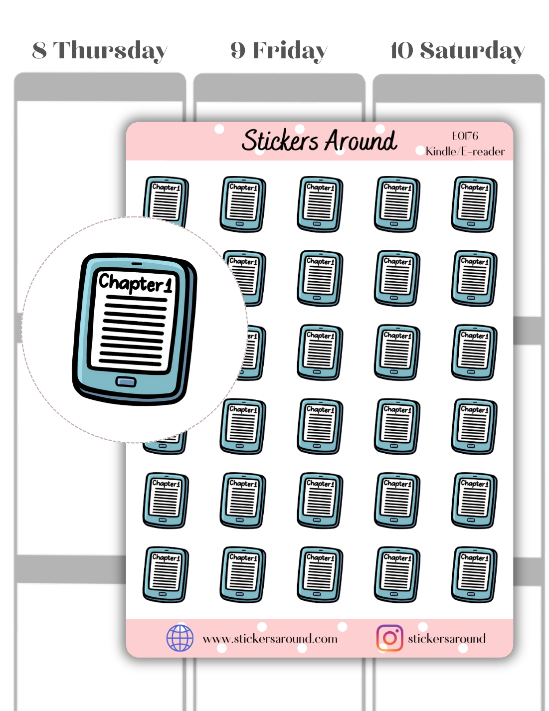 kindle E-Reader Icon Planner Sticker