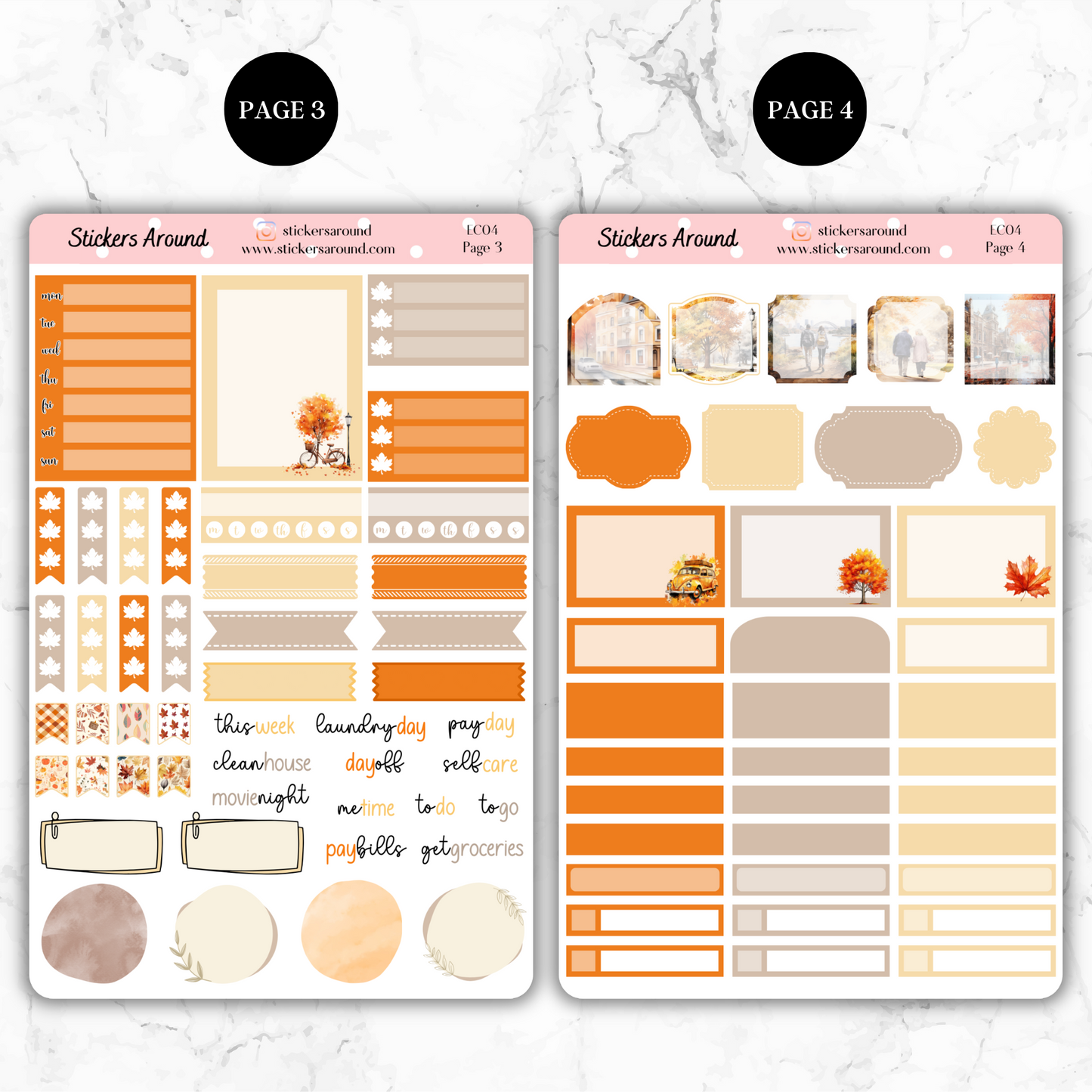 City Autumn/Fall - Vertical Weekly Kit Planner Stickers (New Format)