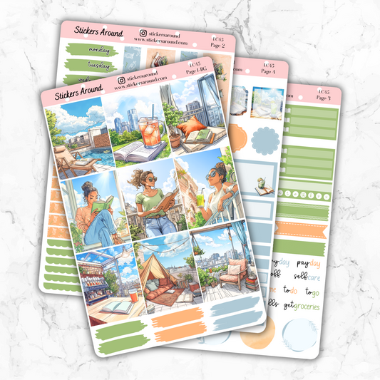 Book & Sunshine – Vertical Weekly Kit Planner Sticker 