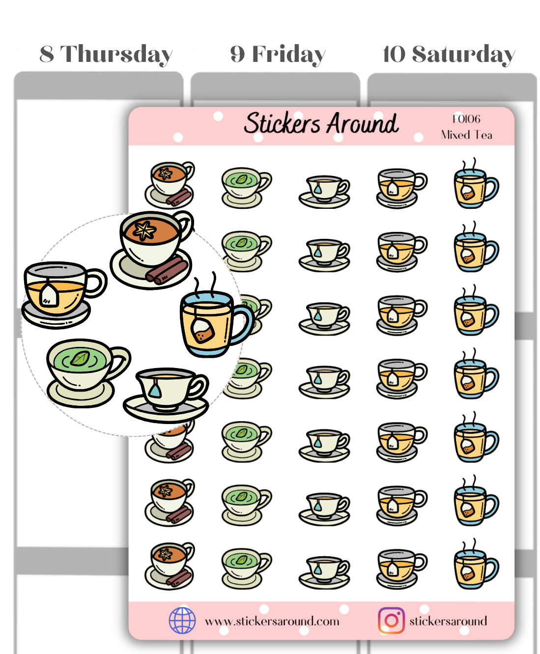 mixed tea planner sticker