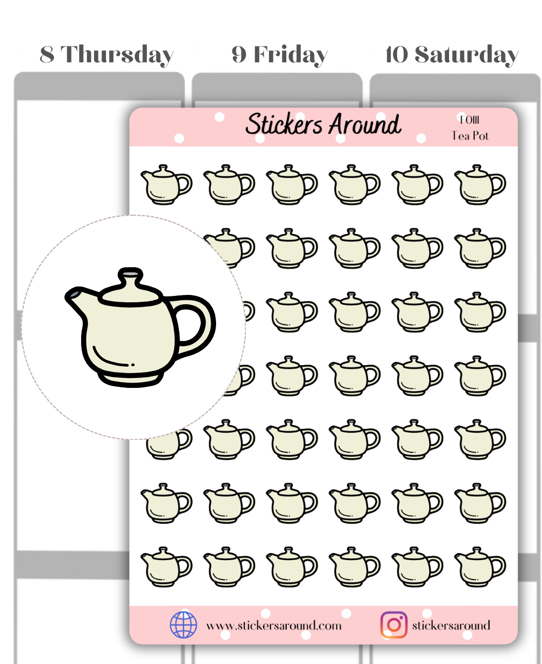 tea pot planner sticker