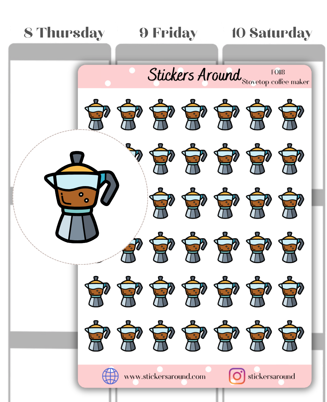 stovetop coffee maker planner stickers