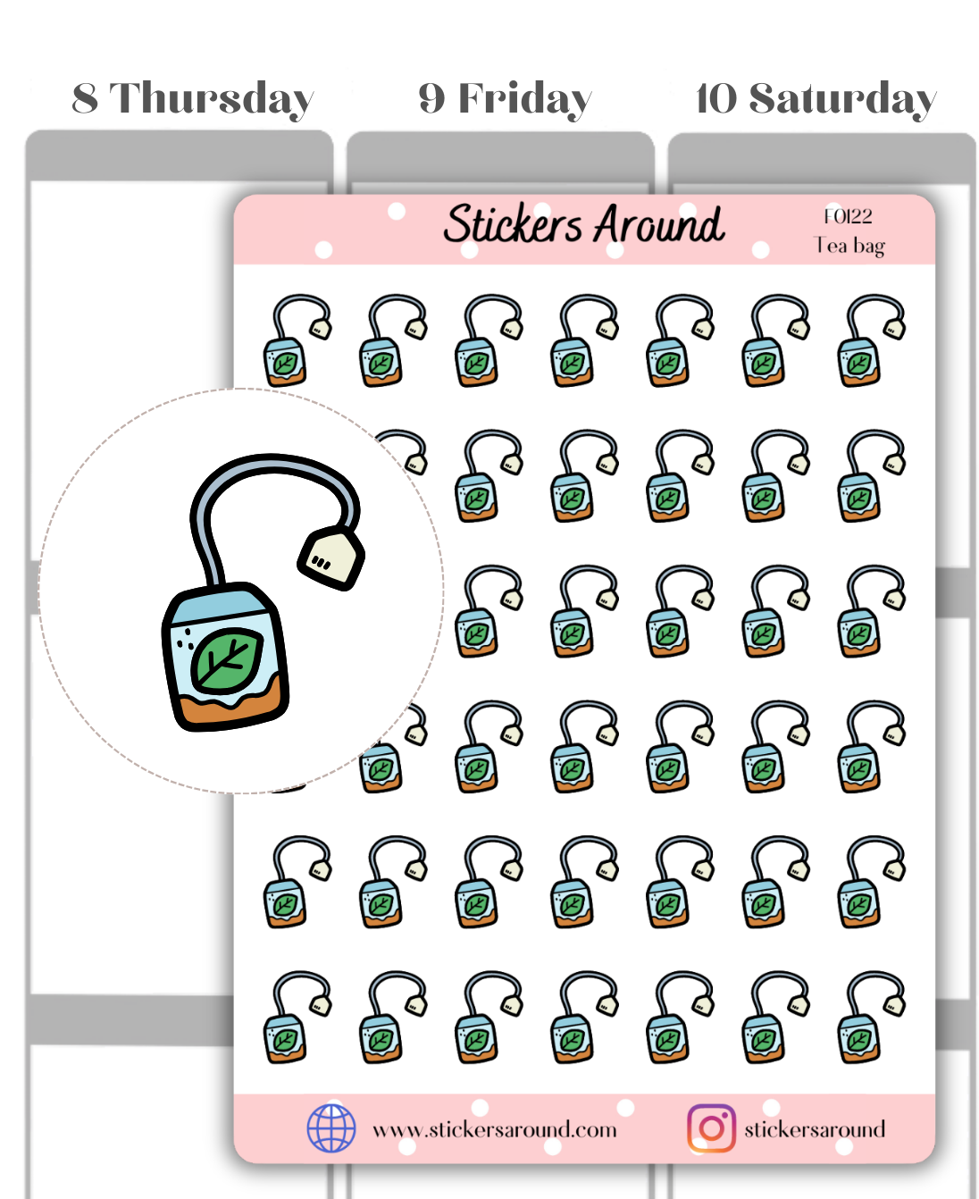 tea bag planner sticker