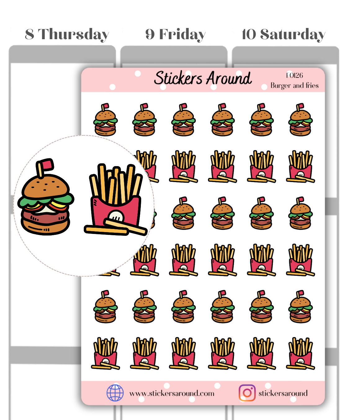 burger and fries planner sticker