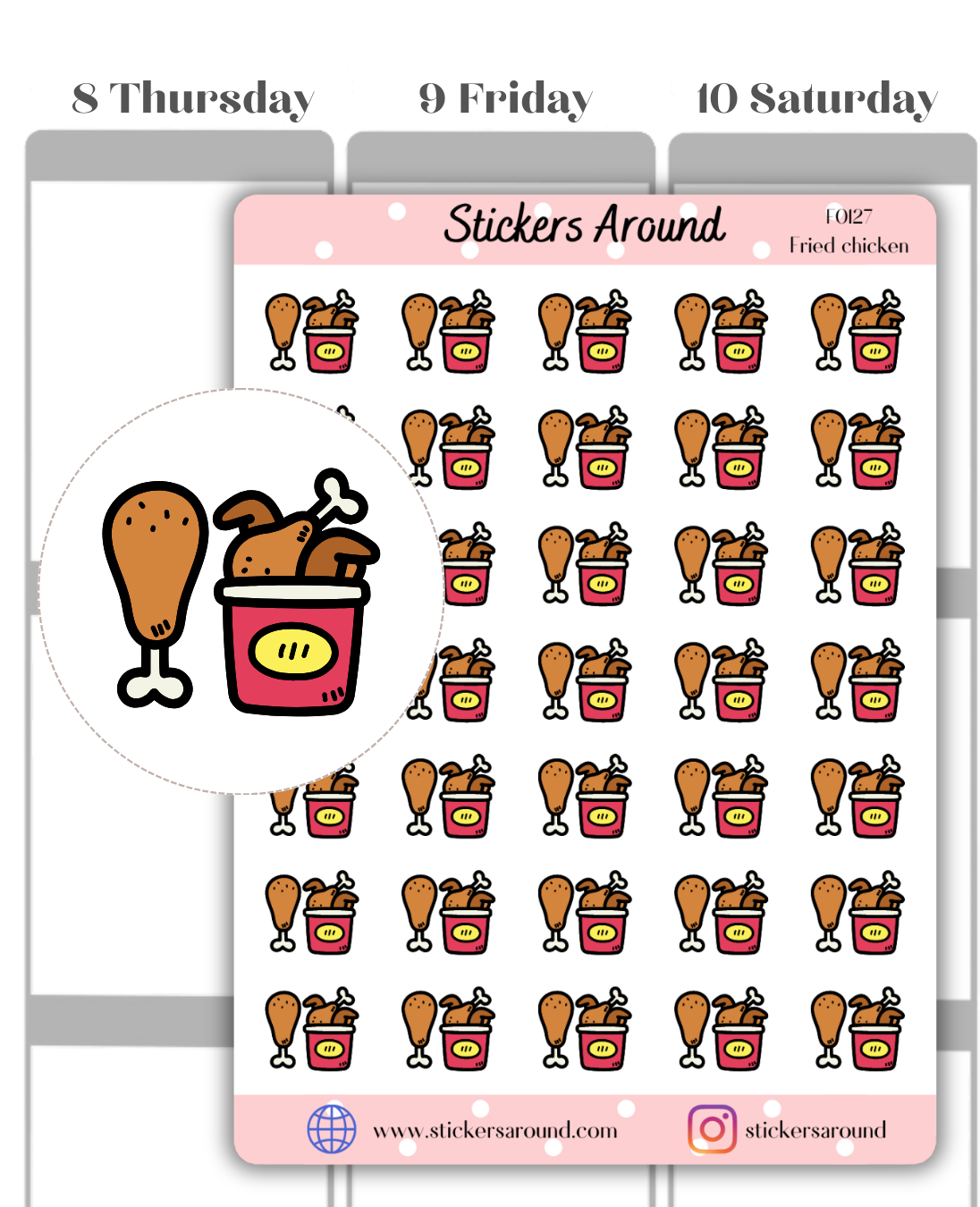 fried chicken planner sticker