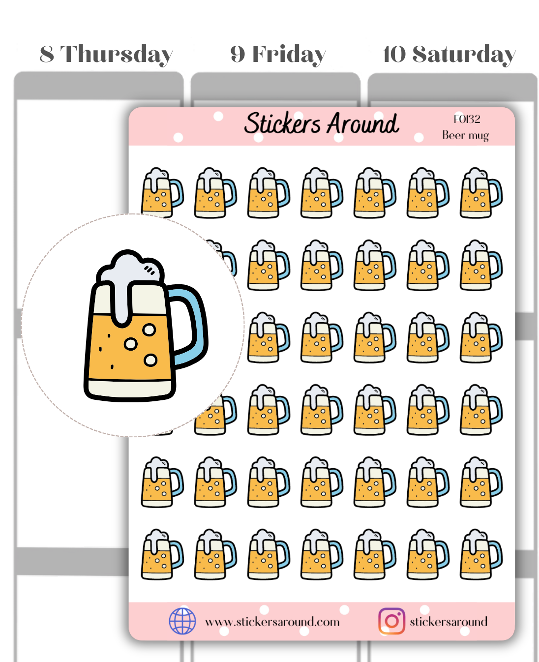 beer mug planner sticker