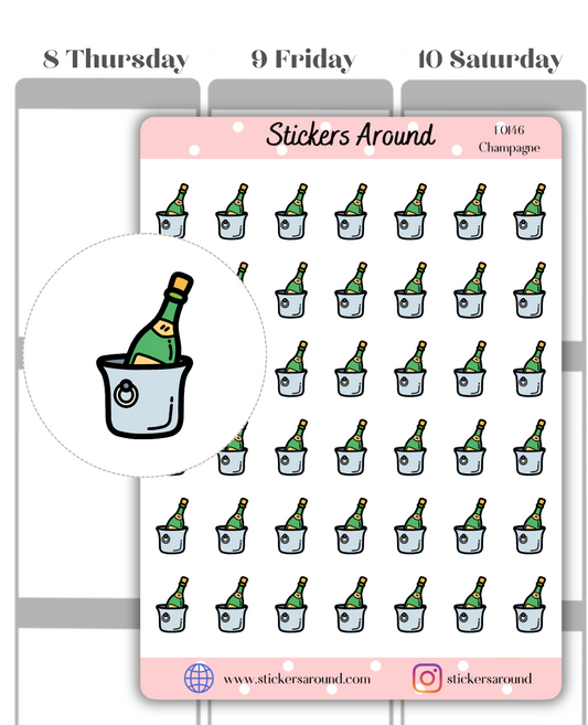 Champagne Icon Planner Stickers