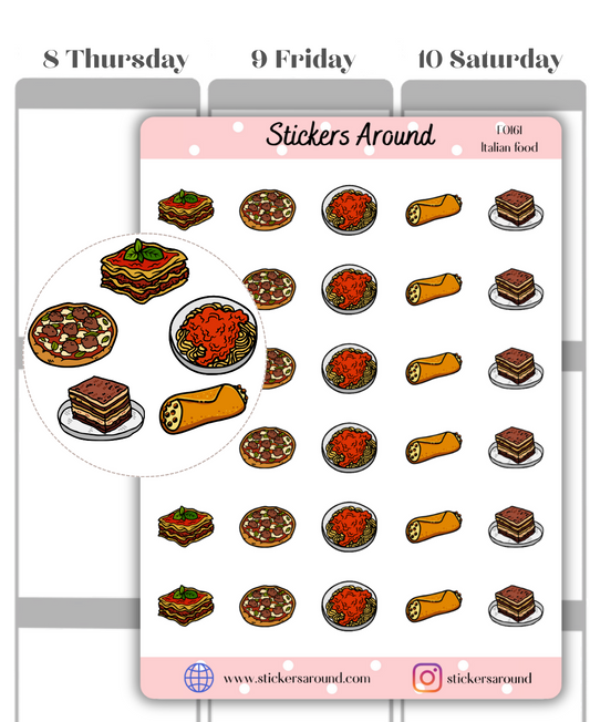 Italian Food Icon Planner Stickers
