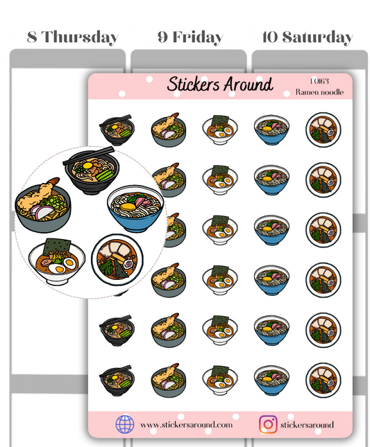 Ramen Noodle Icon Planner Stickers