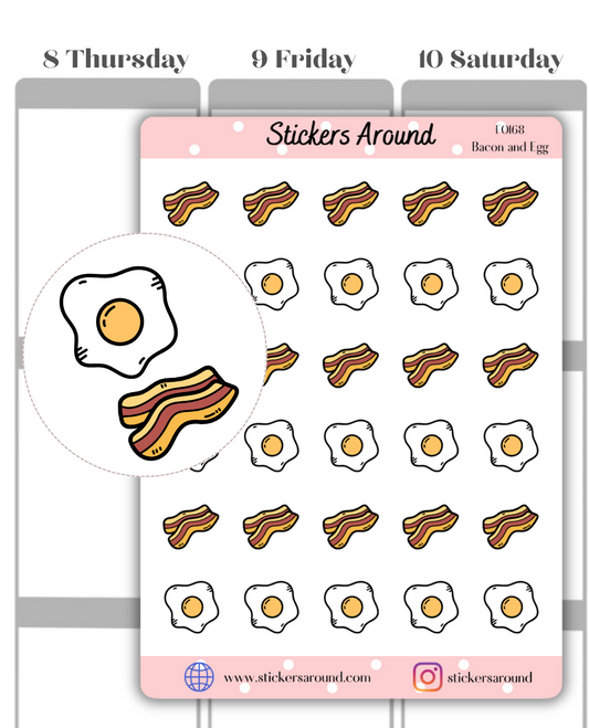 Bacon and Egg Icon Planner Stickers