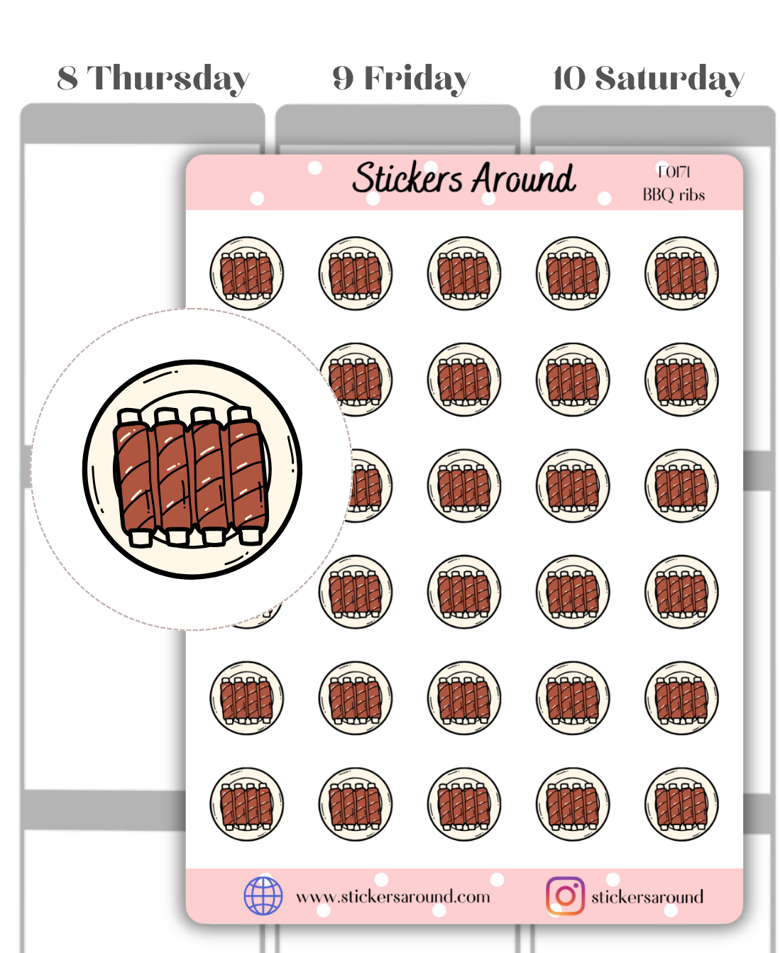 BBQ Ribs Icon Planner Stickers – Stickers Around