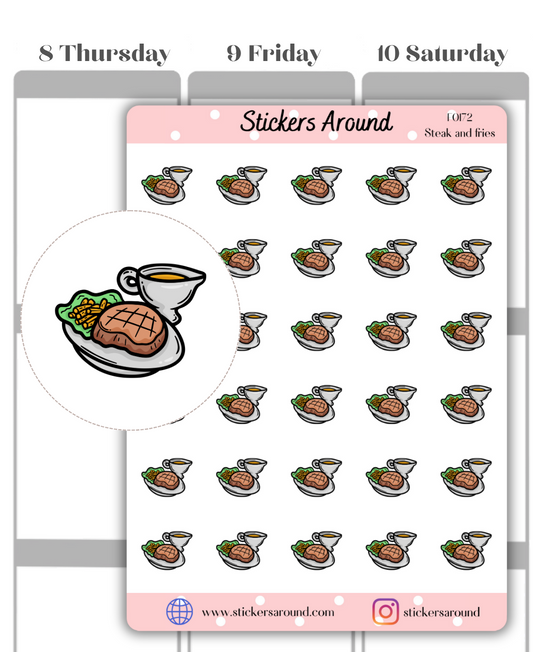 Steak and Fries Icon Planner Stickers