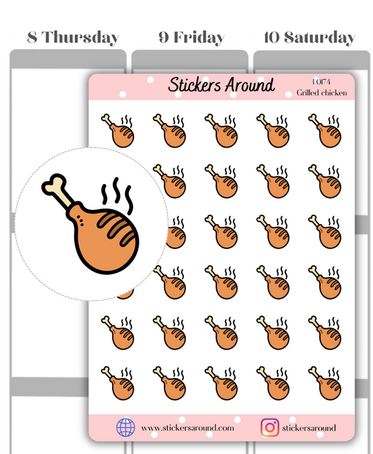 Grilled Chicken Icon Planner Stickers