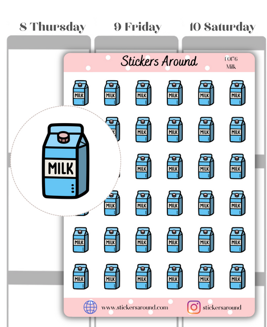 Milk Cartoon Icon Planner Stickers