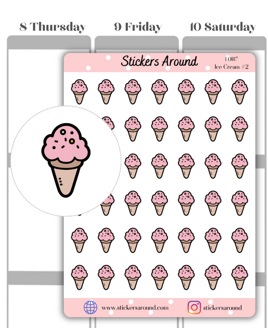 Ice Cream Icon Planner Stickers