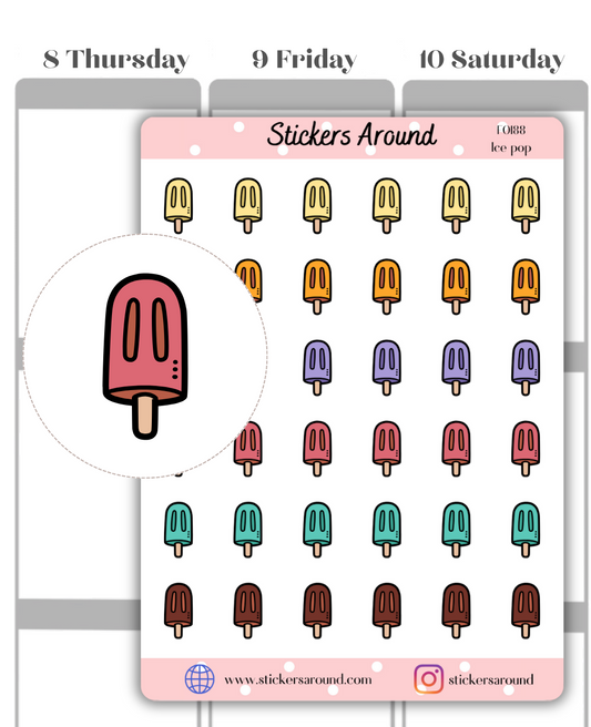 Ice Pop / Popsicle Icon Planner Stickers