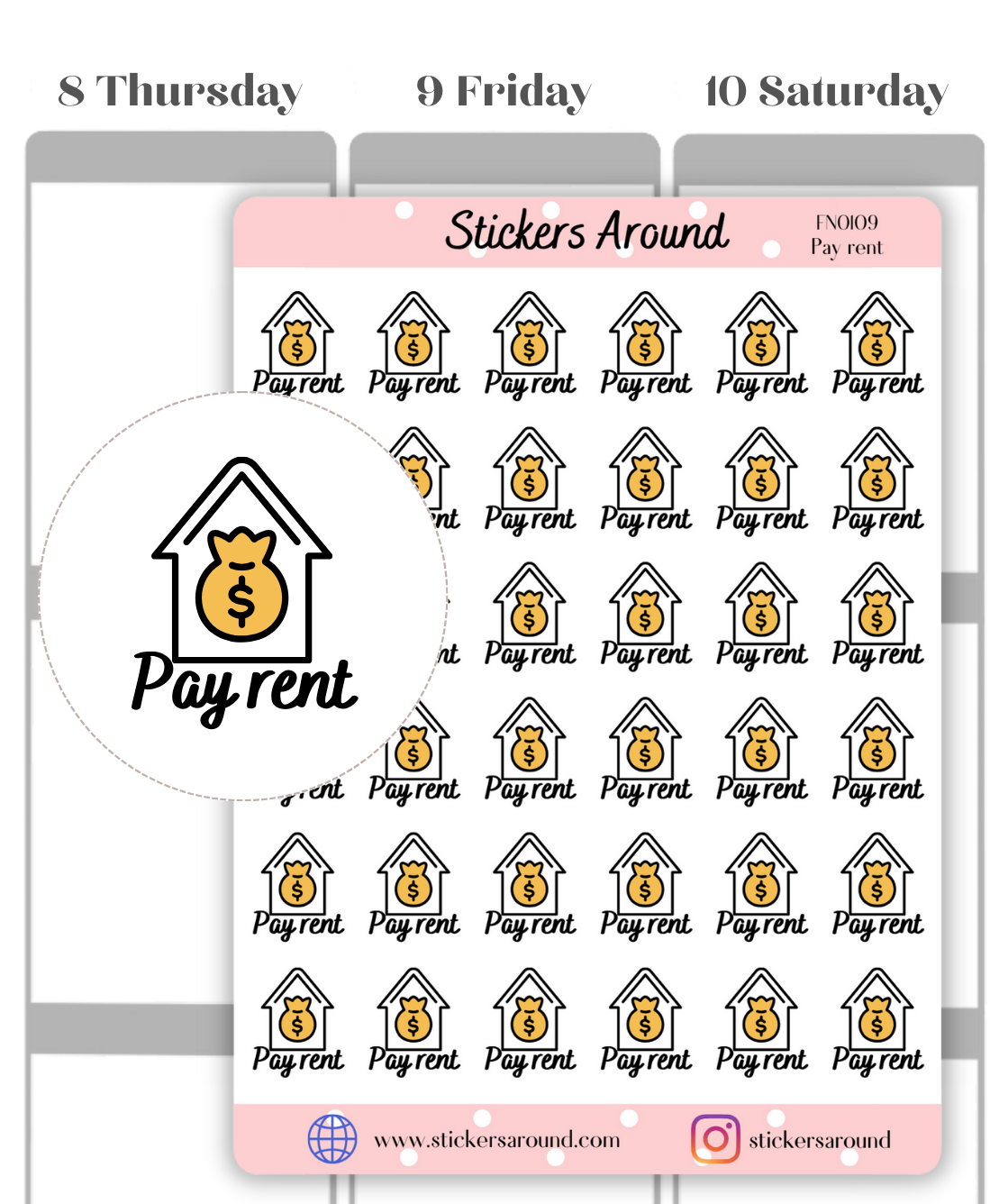 Pay Rent Icon Planner Sticker – Stickers Around