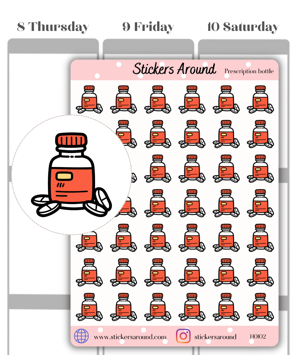 Pill Sticker Prescription Pills Bottle Planner Stickers – Stickers Around