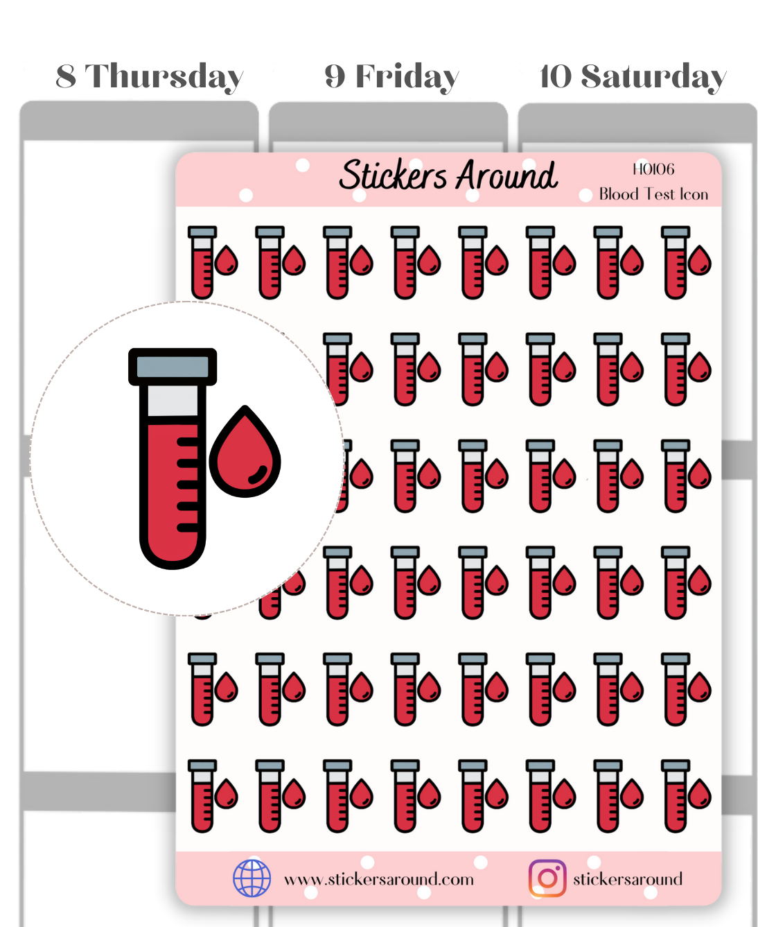 Bp Test Sticker Blood Test Icon Planner Stickers – Stickers Around