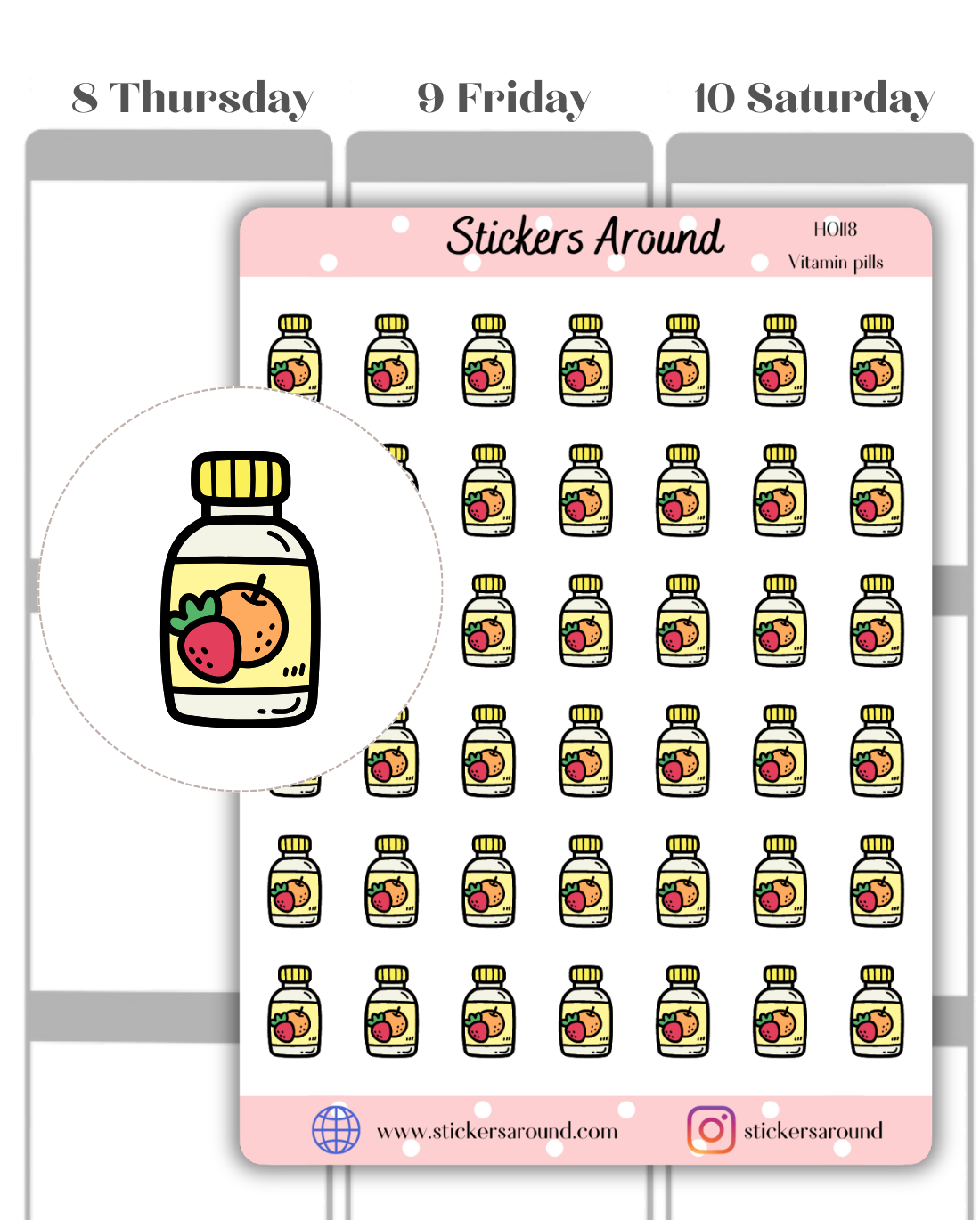 Vitamin Pills Icon Planner Stickers