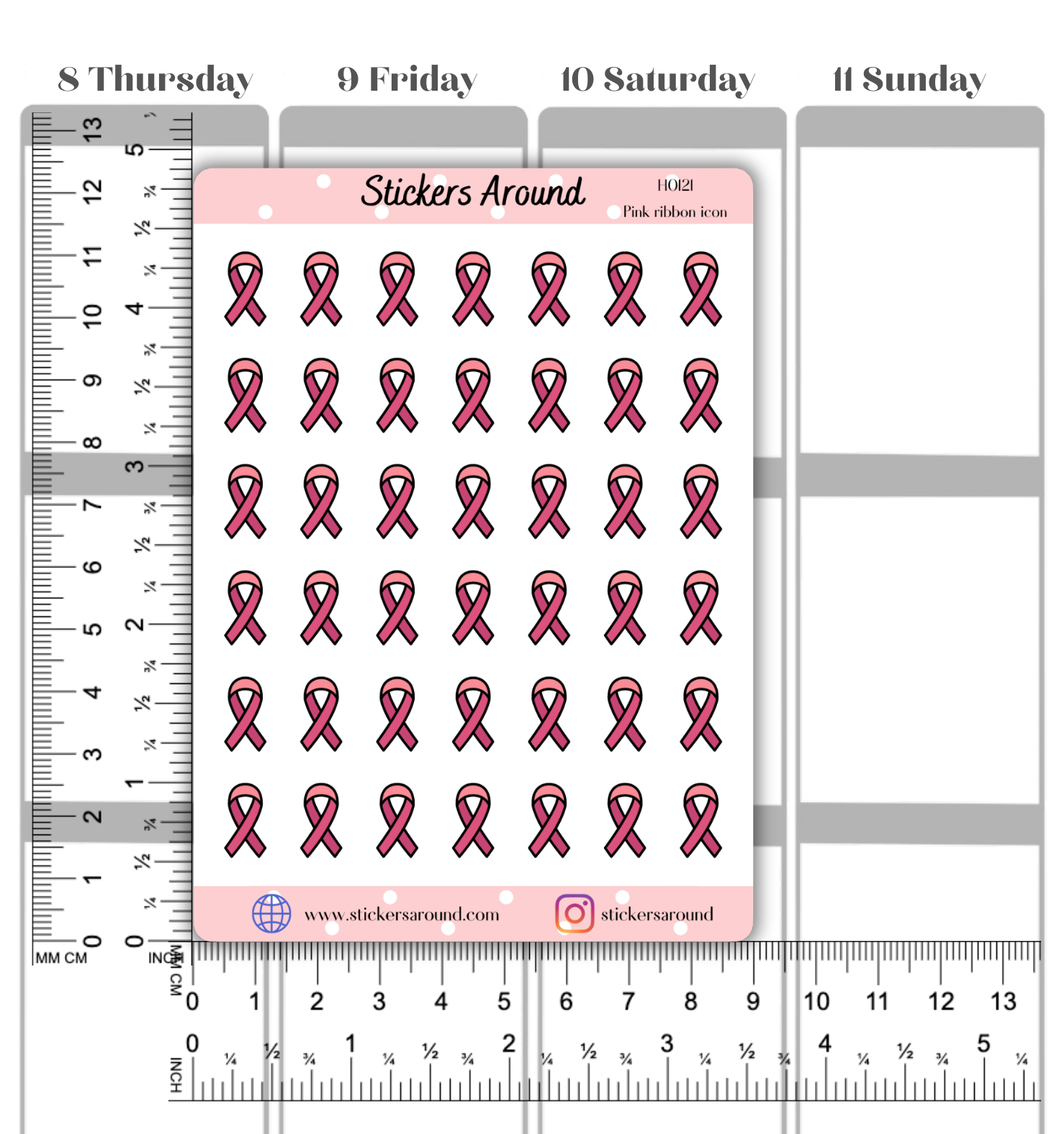 pink ribbon icon planner sticker