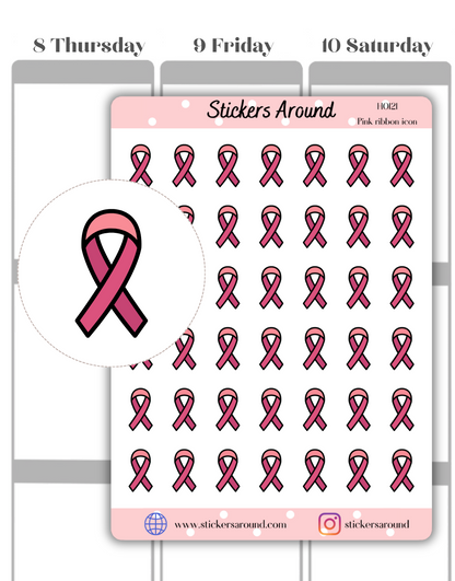 pink ribbon icon planner sticker