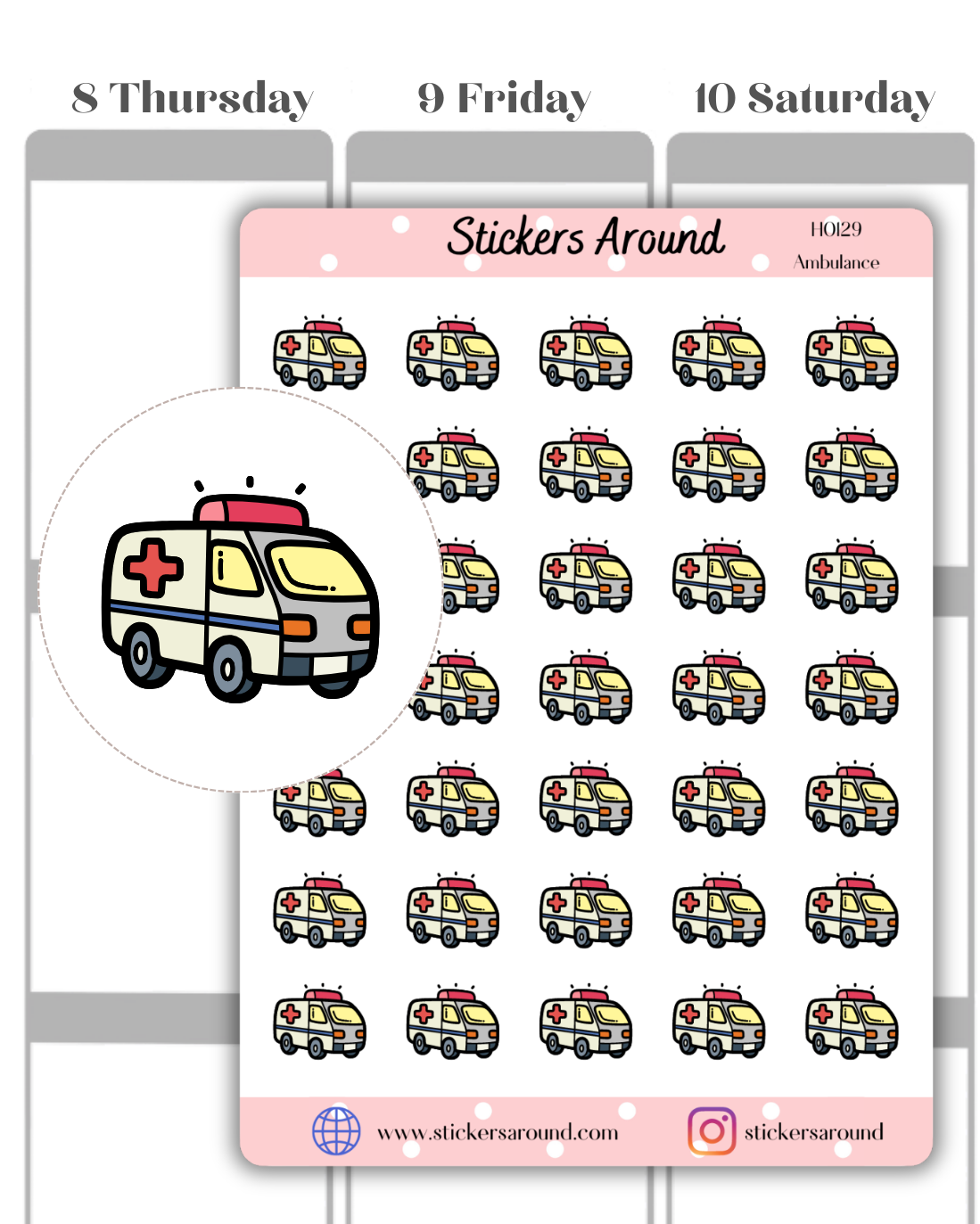 Ambulance Icon Planner Stickers 