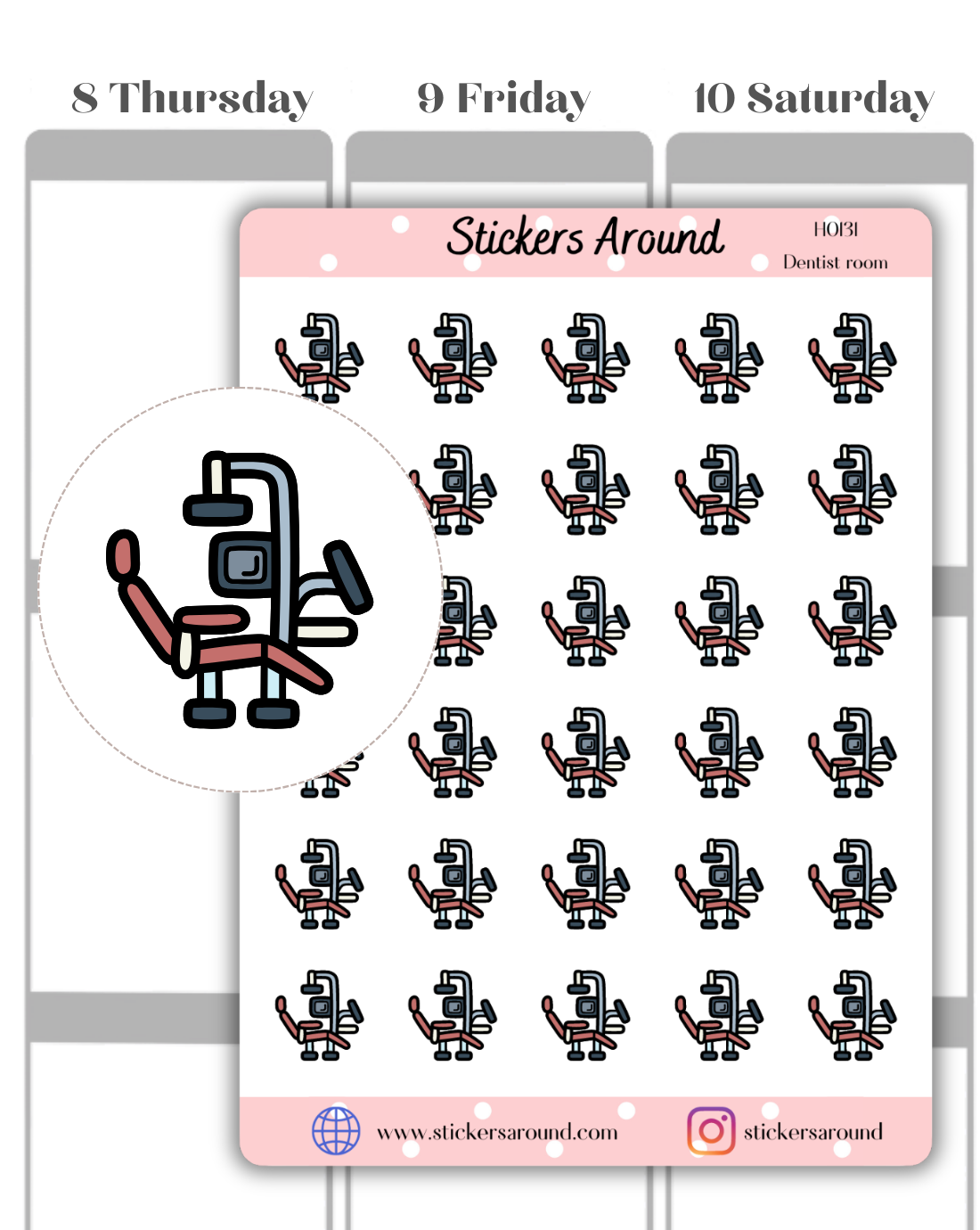 Dental Chair Icon Planner Stickers 
