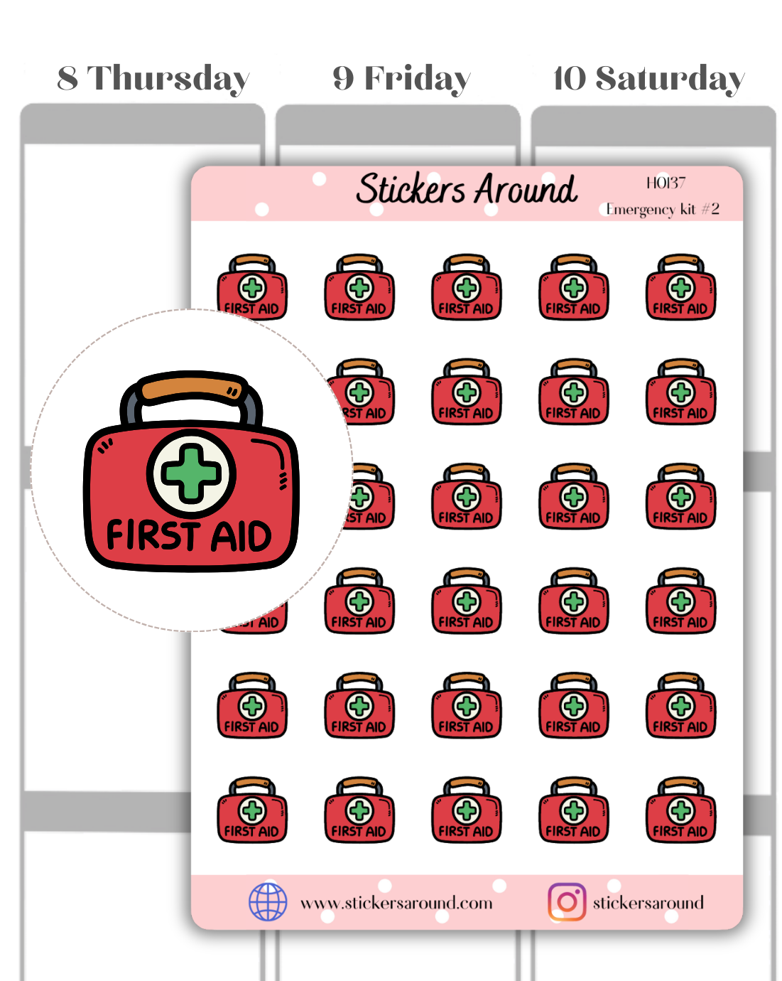 Emergency Kit Icon Planner Stickers