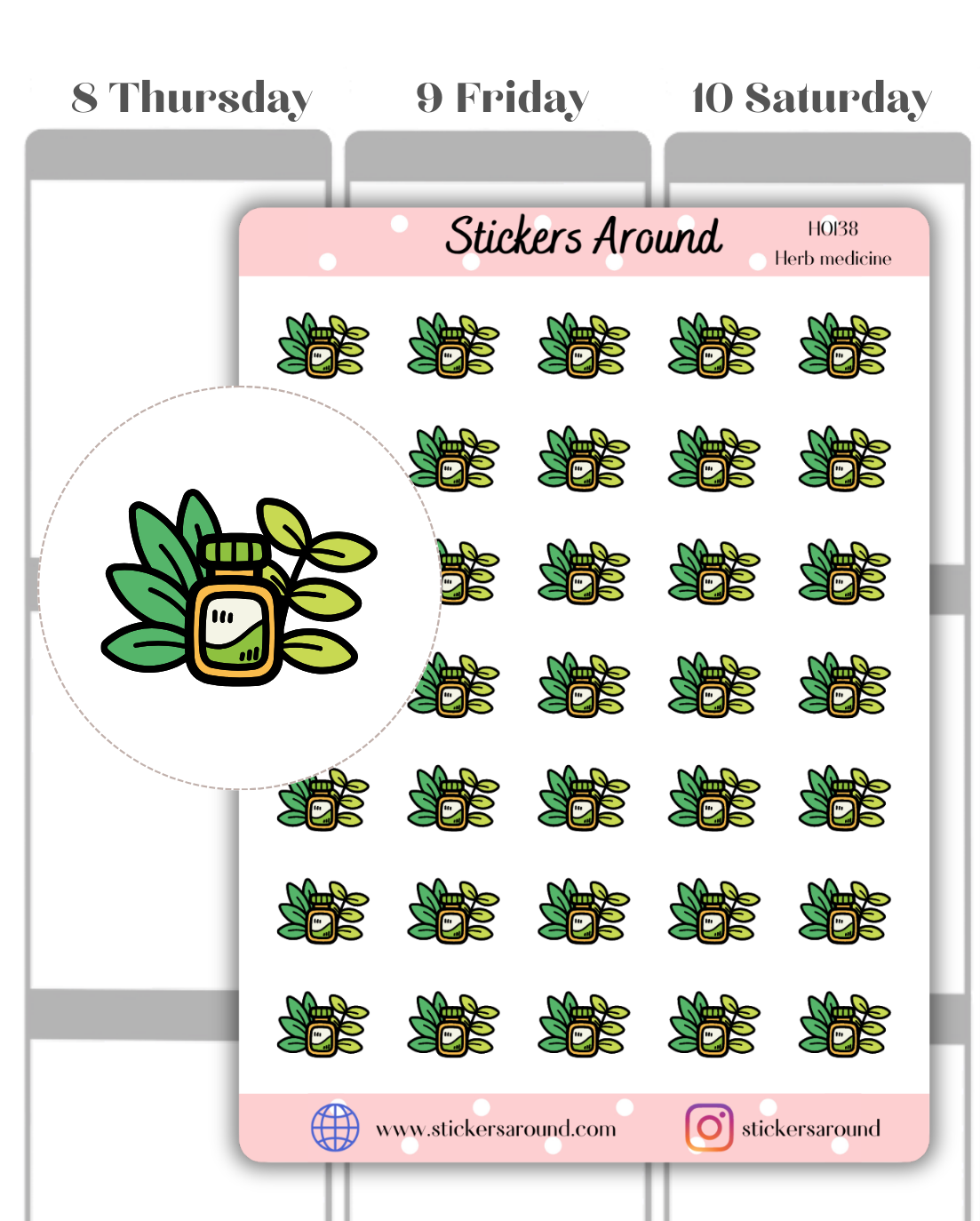 Herb Medicine Icon Planner Stickers