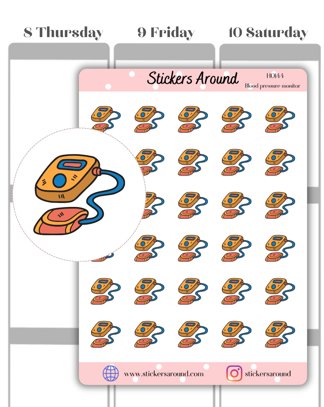 Blood Pressure Monitor Icon Planner Stickers