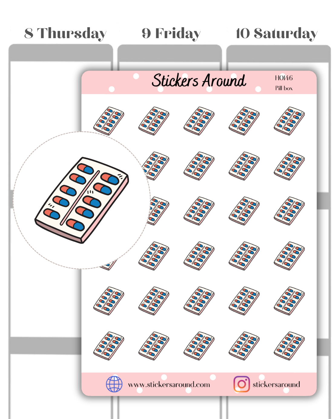 Pill Box Icon Planner Stickers