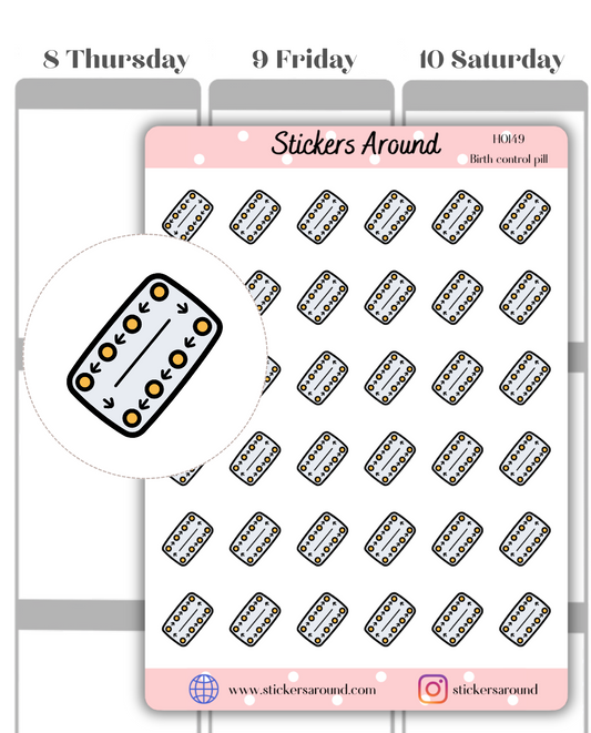 Birth Control Pill Icon Planner Stickers