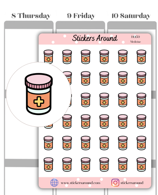 Medicine Bottle Icon Planner Stickers