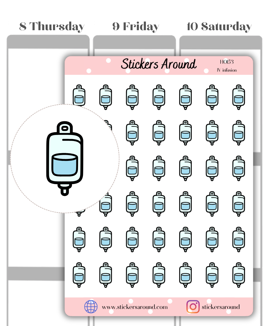Iv Sticker Field Line IV Infusion Icon Planner Stickers – Stickers Around