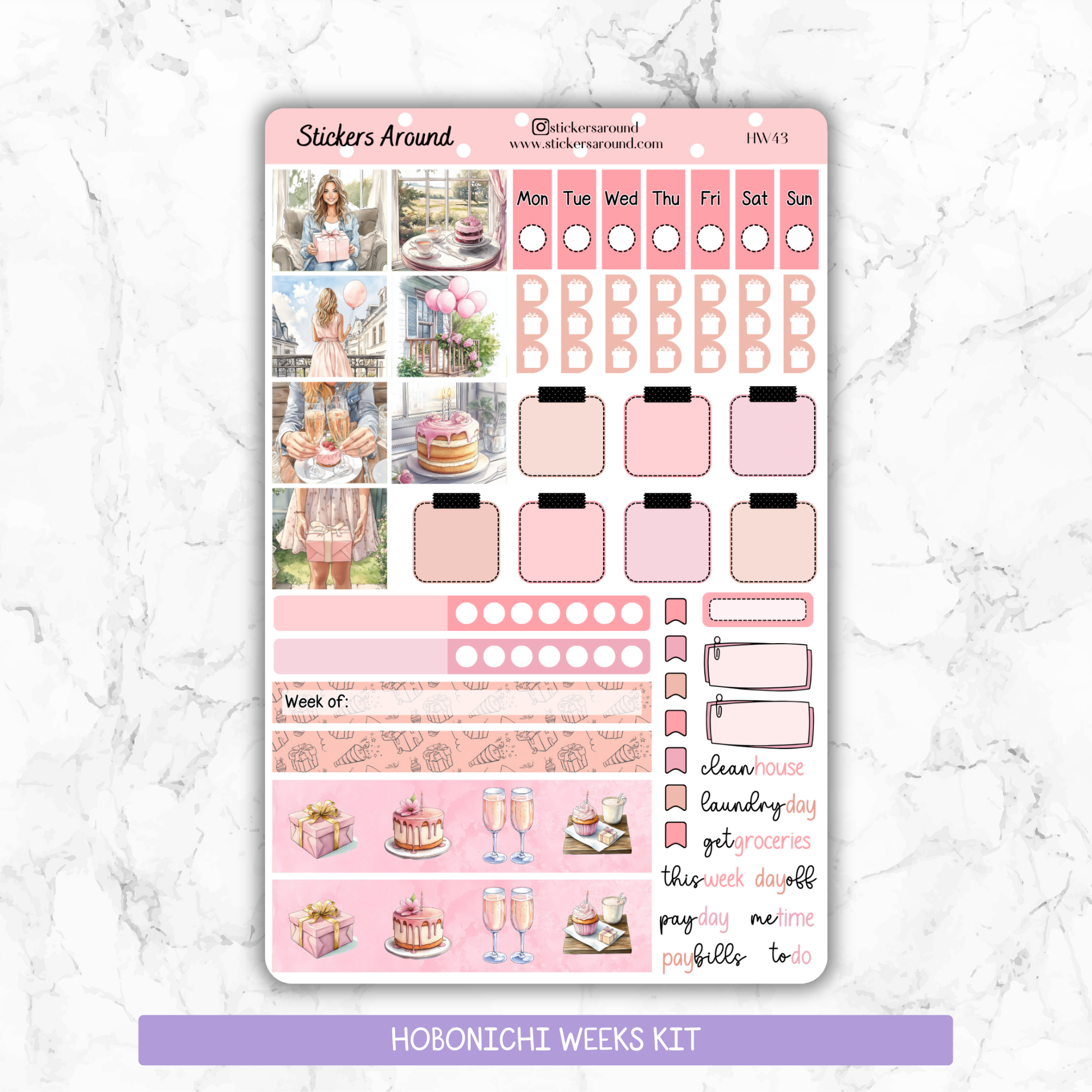Birthday Party - Hobonichi Weeks Planner Stickers (White Girl Edition)