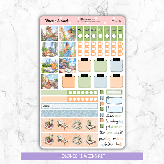 Book & Sunshine – Vertical Weekly Kit Planner Sticker