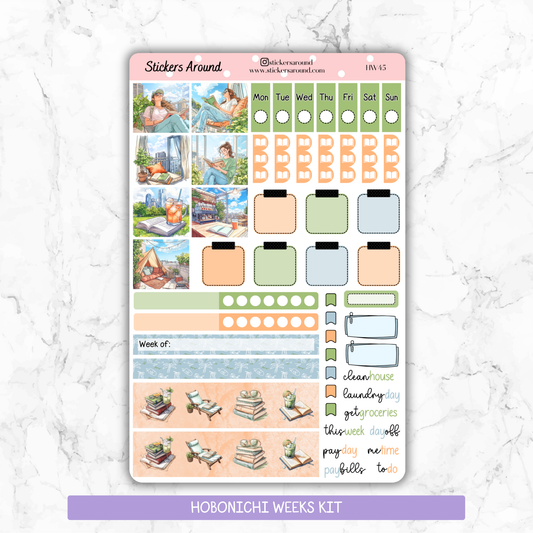 Book & Sunshine – Vertical Weekly Kit Planner Sticker