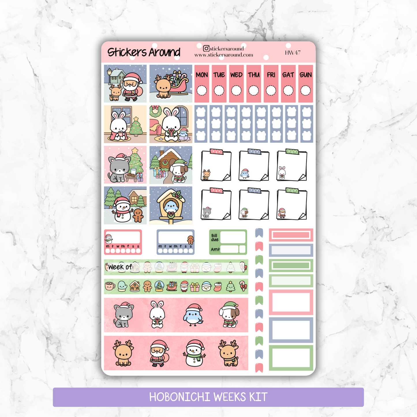 Christmas Eve Hobonichi Weeks Kit – Kawaii Christmas Planner Stickers