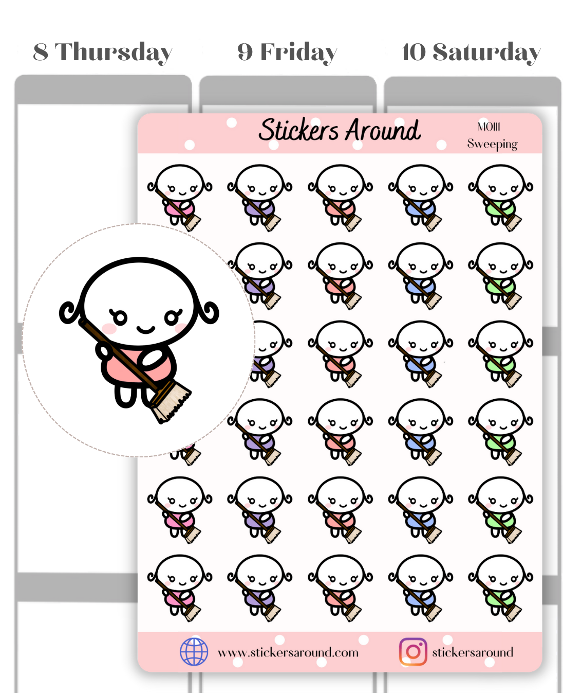 Sweeping Sticker Sweeping Planner Sticker – Stickers Around