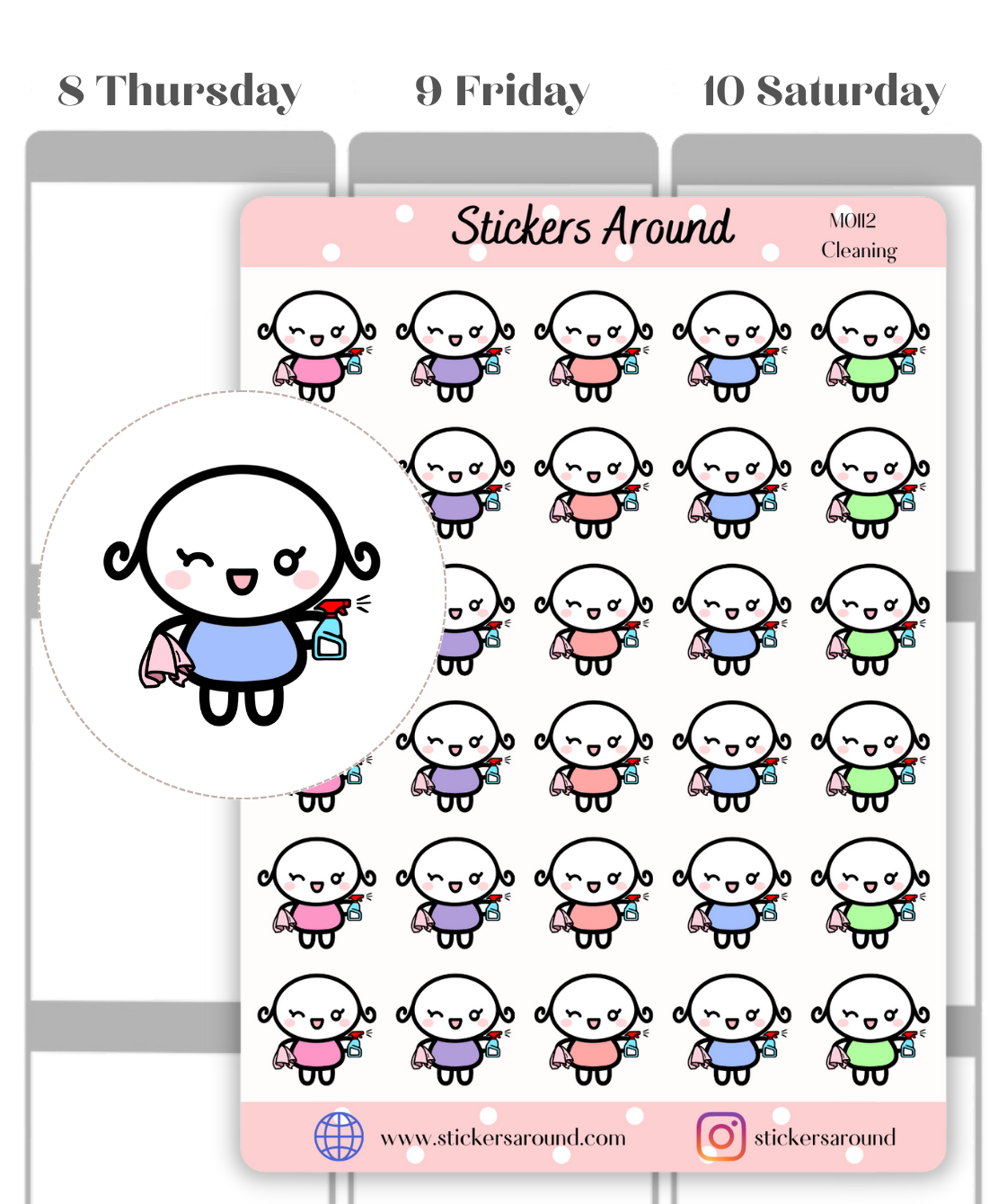 Spary Clean Sticker Spray Bottle Cleaning Planner Sticker – Stickers Around