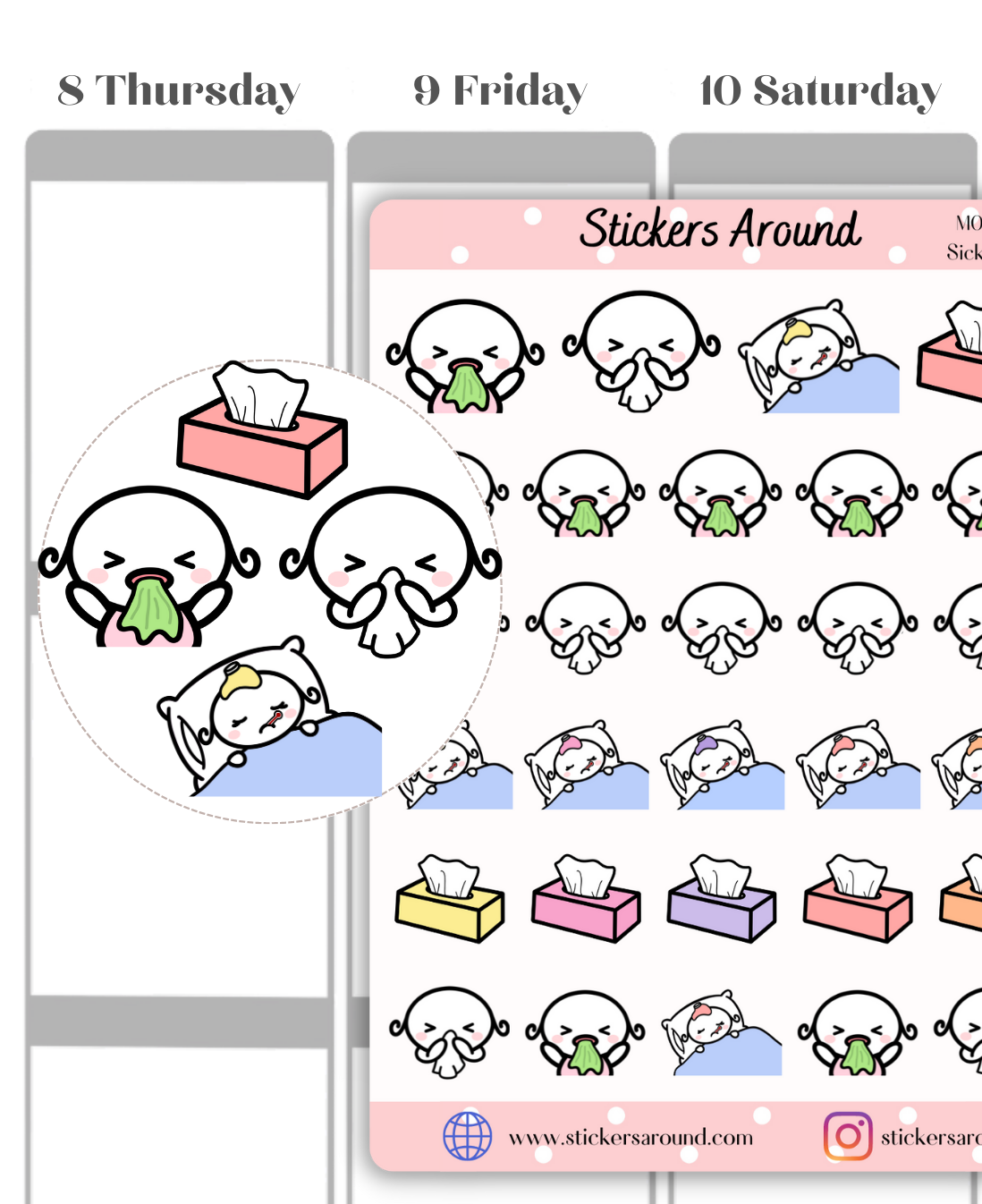 Less Sick Sticker Vector Sick Day Sticker – Stickers Around