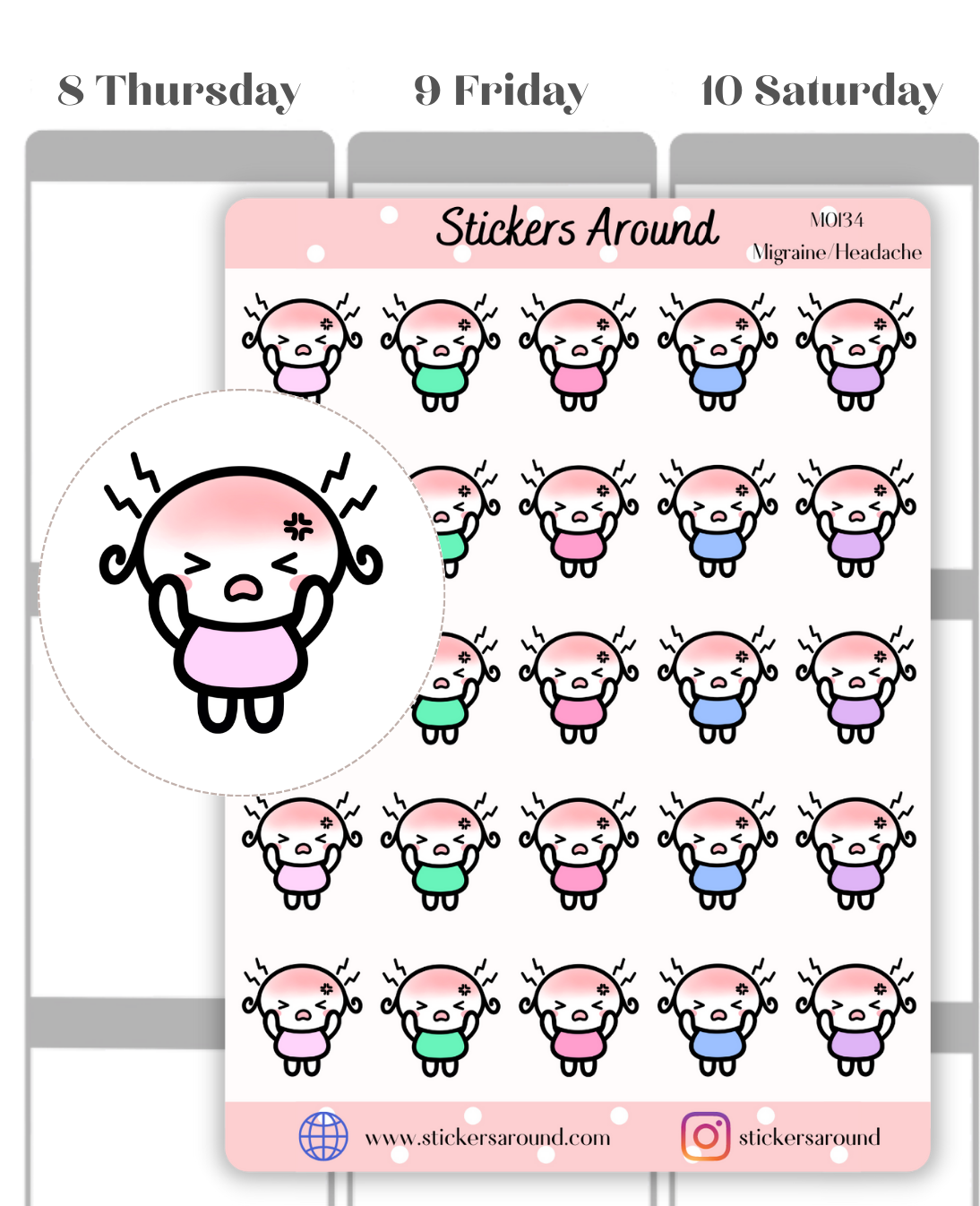 Headache Problem Sticker Migraine Headache Planner Sticker – Stickers Around